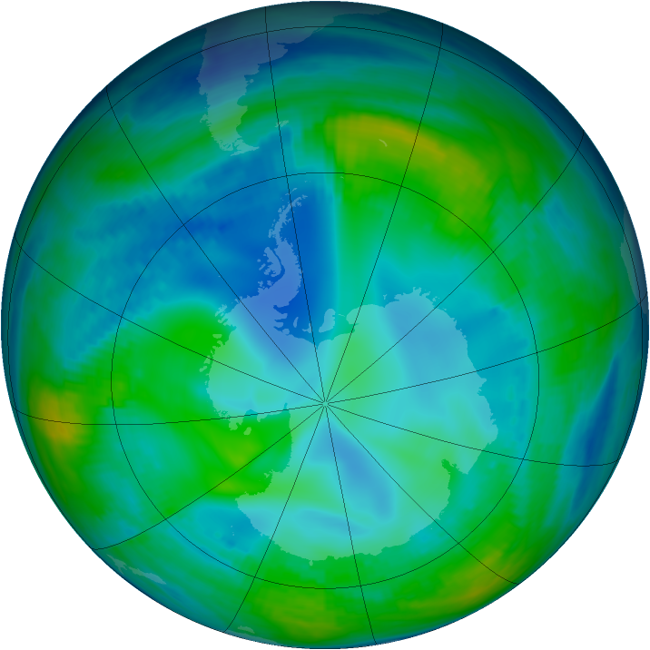 Antarctic ozone map for 19 May 1998